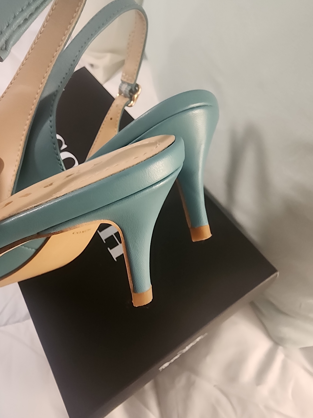 Coach Blue Green Pointed Toe Slingback Heels - Picture 5 of 13